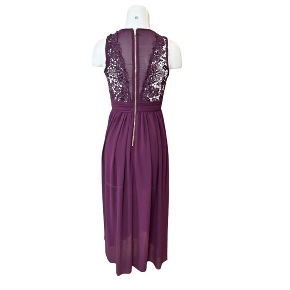 SHE + sky burgundy chiffon dress size S - Picture 2 of 10
